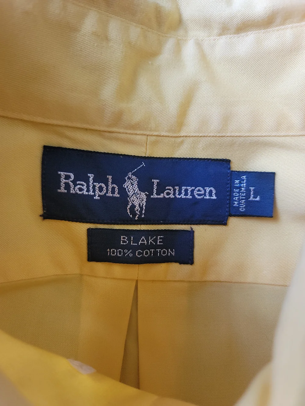 Ralph Lauren Blake Shirt Mens L Yellow Short Sleeve Button Up 100% Cotton Resort